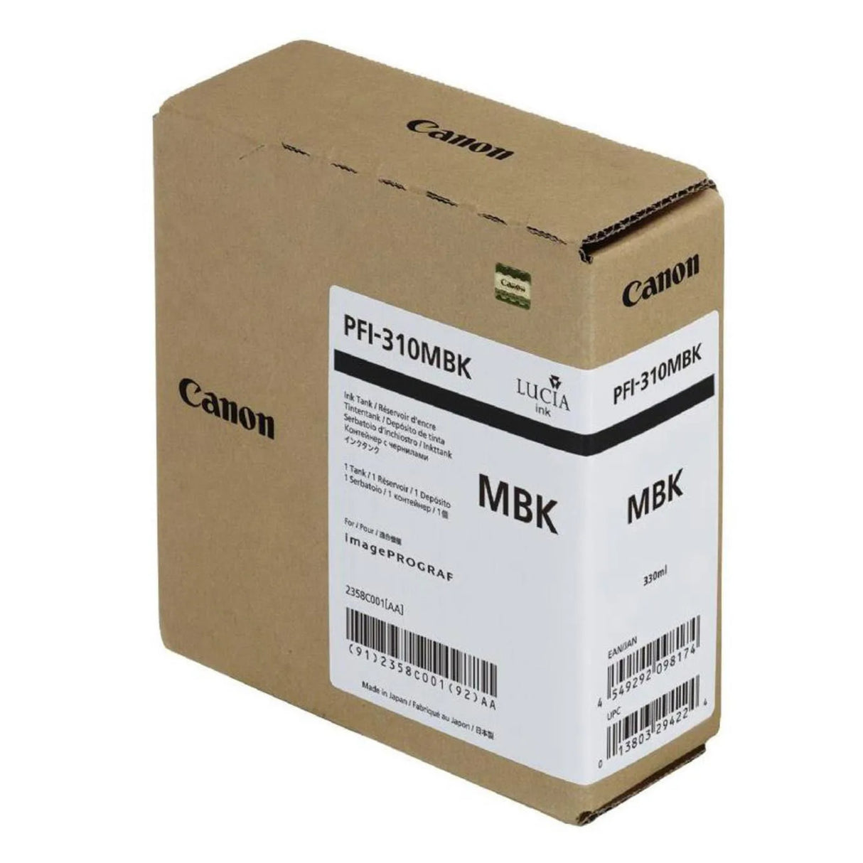 Canon 2358C001 PFI-310BK OEM Ink Toner Cartridge, 330ml Pages, Matte Black
