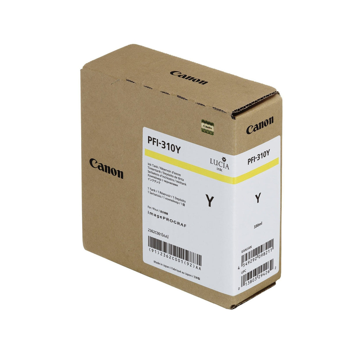 Canon 2362C001 PFI-310Y OEM Ink Toner Cartridge, 330ml Pages, Yellow