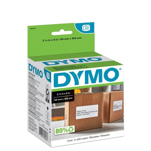 DYMO LW LABELS WHITE 220 SHIPPING 2.125" x 4"
