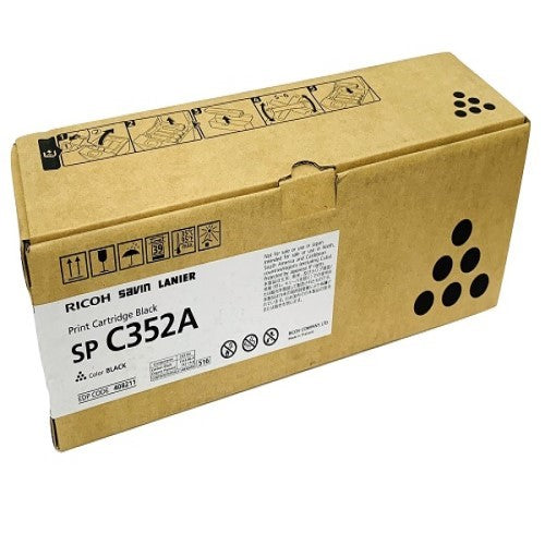 Ricoh 408211 Type SP-C352A OEM Toner Cartridge, 10K Pages, Black