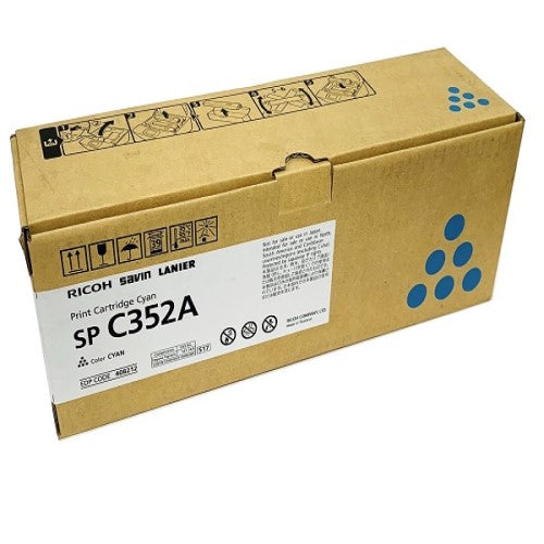 Ricoh 408212 Type SP-C352A OEM Toner Cartridge, 9K Pages, Cyan