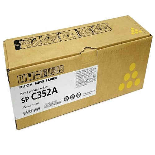 Ricoh 408214 Type SP-C352A OEM Toner Cartridge, 9K Pages, Yellow