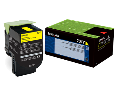 Lexmark 70C10Y0 701Y OEM Toner Cartridge, 1K pages, Yellow