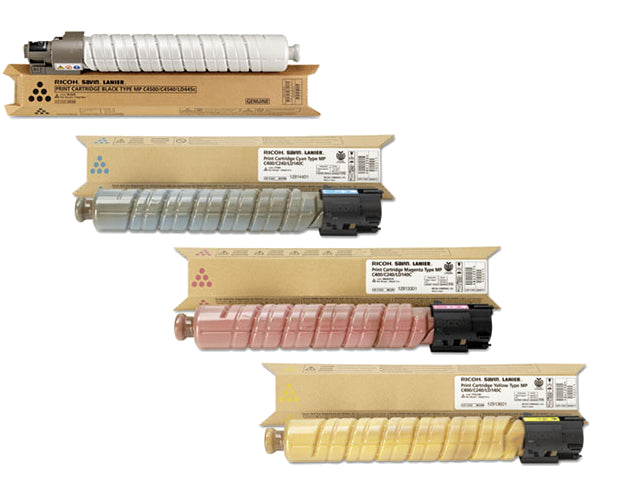 Savin 841295 841724 OEM Toner Set, Contains B/C/M/Y