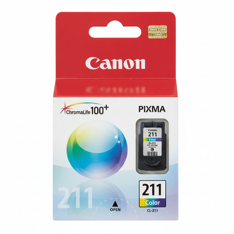 Canon 2976B001 CL211 OEM Ink Cartridge, 244 pages, Tri-Color