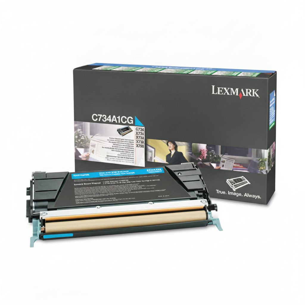 Lexmark C734A1CG OEM Toner Cartridge, Return Program, 6K pages, Cyan