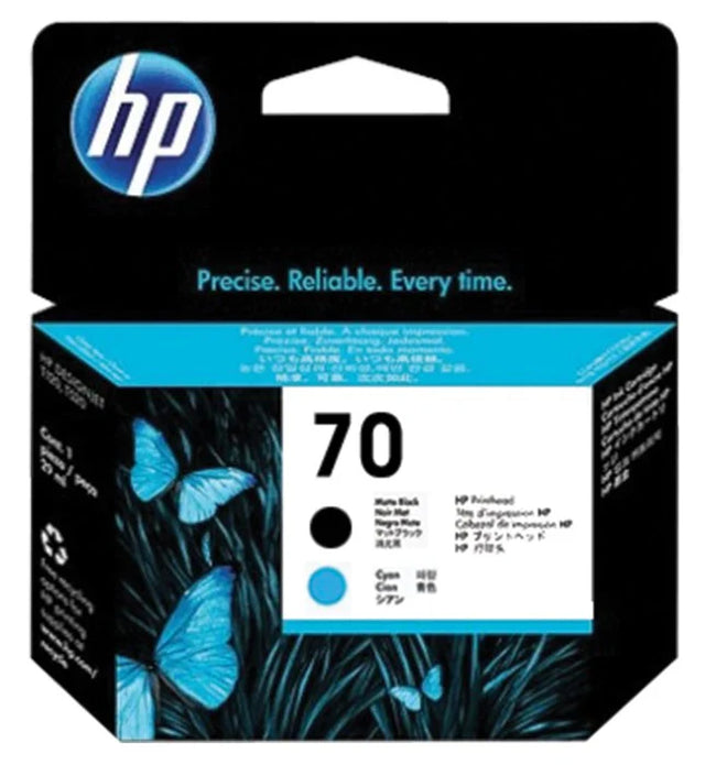 HP 70 C9404A OEM Printhead, Matte Black/Cyan