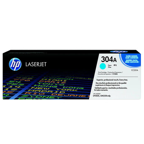 HP 304A CC531A OEM Toner Cartridge, 2800 pages, Cyan
