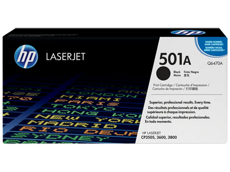 HP 501A Q6470A OEM Toner Cartridge, 6K pages, Black,