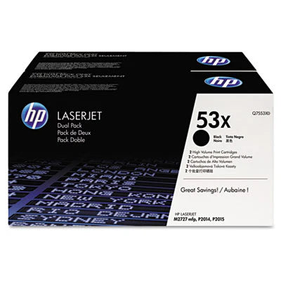 HP 53X Q7553XD OEM Toner Cartridge, 7K pages, Box of 2, Black