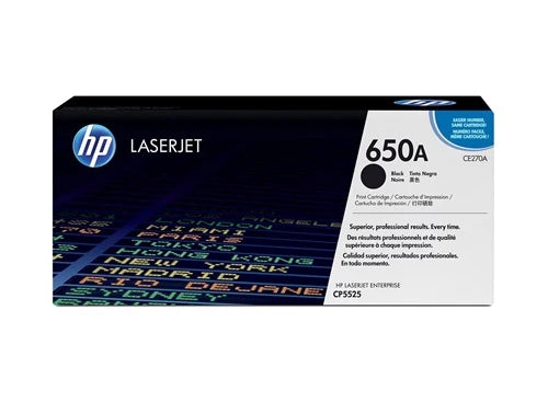 HP 650A CE270A OEM Toner Cartridge, 13500 pages, Black