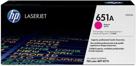 HP 651A CE343A OEM Toner Cartridge, 16K pages, Magenta