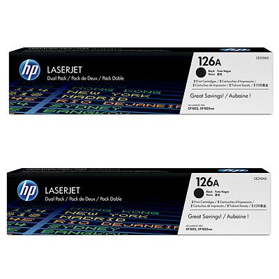HP 126A CE310AD OEM Toner Cartridges, Box of 2, 2400 pages, Black