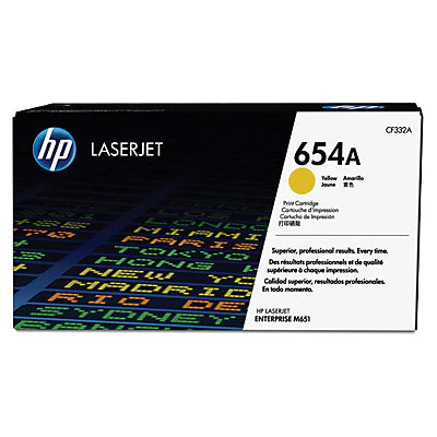 HP 654A CF332A OEM Toner Cartridge, 15K pages, Yellow