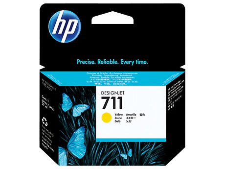 HP 711 CZ132A OEM Inkjet Cartridge, 29 ML, Yellow