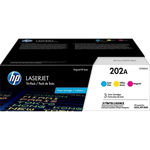 HP 202A CF500AM OEM Toner Set, C/M/Y