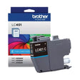Brother LC401C OEM Ink Cartridge, 200 Pages, Cyan