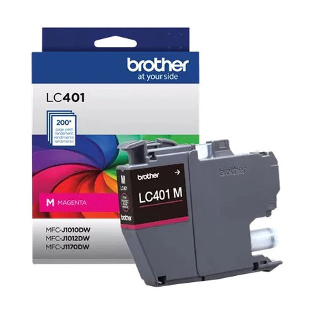 Brother LC401M OEM Ink Cartridge, 200 Pages, Magenta