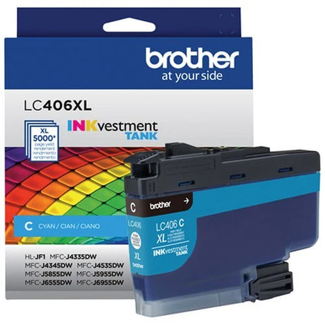 Brother LC406XLCS OEM HY Ink Cartridge, 5k Pages, Cyan