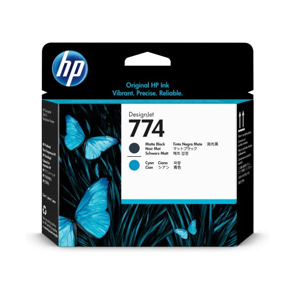HP 774 P2W01A OEM Printhead Cartridge, Black/Cyan