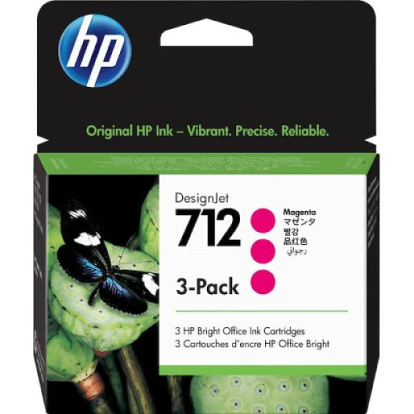 HP 712 3ED78A OEM Ink Cartridge, 3 Pack, Magenta