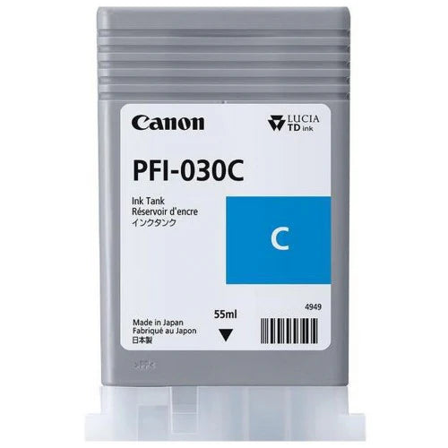 Canon 3490C001 PFI-030C OEM Ink Cartridge, 55ml Pages, Cyan