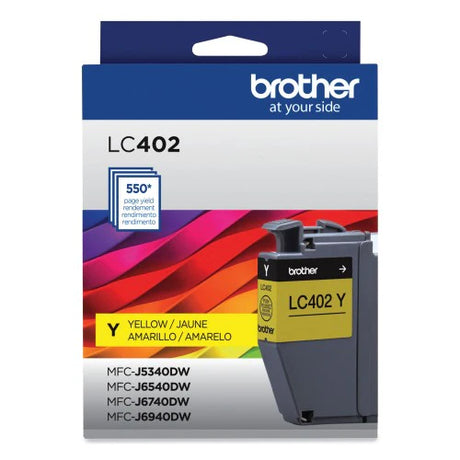 Brother LC402YS OEM Ink Cartridge, 550 Pages, Yellow