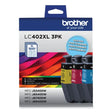 Brother LC402XL 3PK OEM HY Ink 3 Pack, C/M/Y
