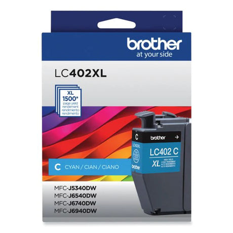 Brother LC402XLCS OEM HY Ink Cartridge, 3K Pages, Cyan