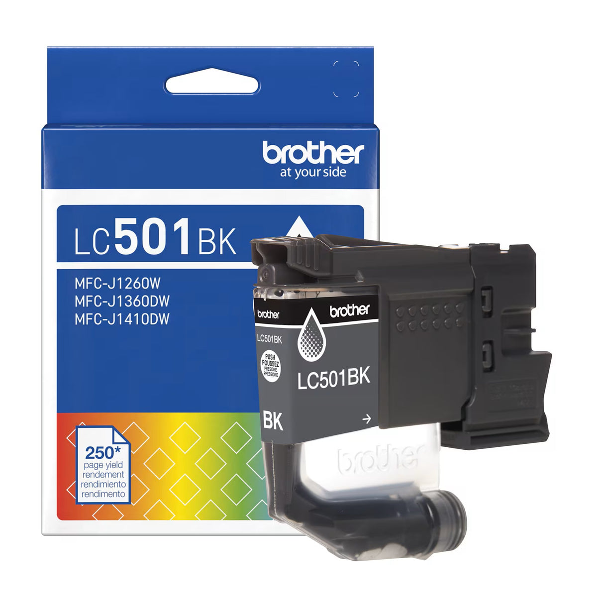Brother LC501BK OEM Ink Cartridge, 250 Pages, Black