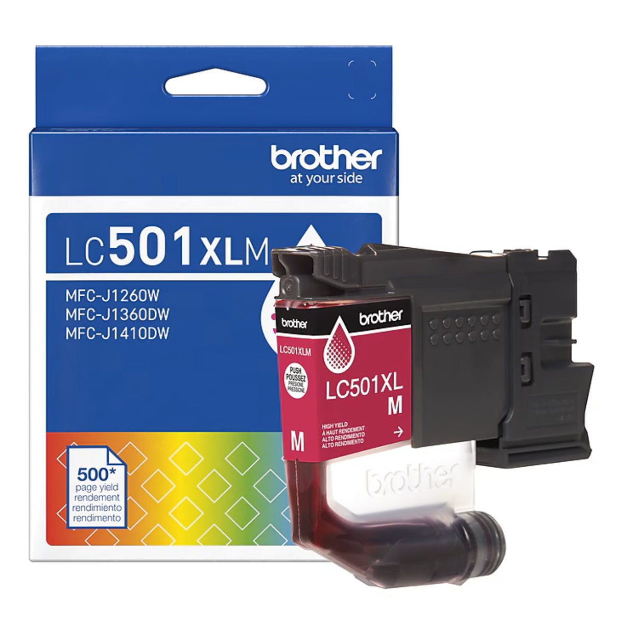 Brother LC501XLMS OEM HY Ink Cartridge, 500 Pages, Magenta