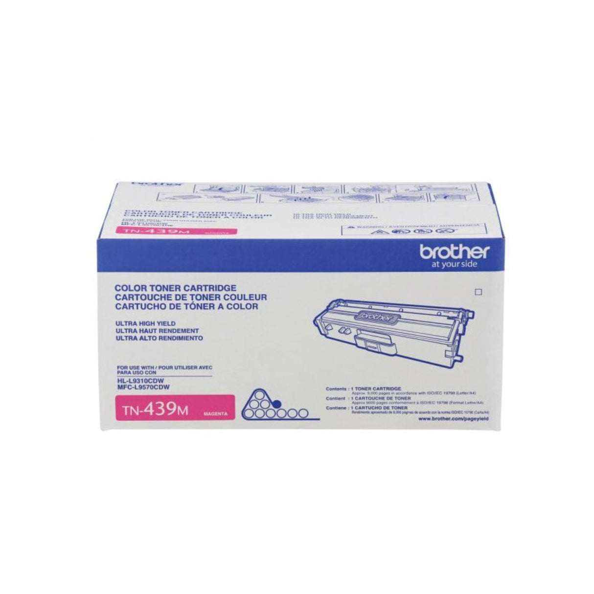 Brother TN439M OEM Ultra HY Toner Cartridge, 9K Pages, Magenta