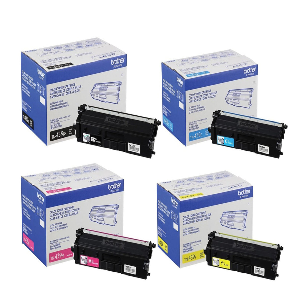 Brother TN439 OEM Ultra HY Toner Cartridge Set, B/C/M/Y