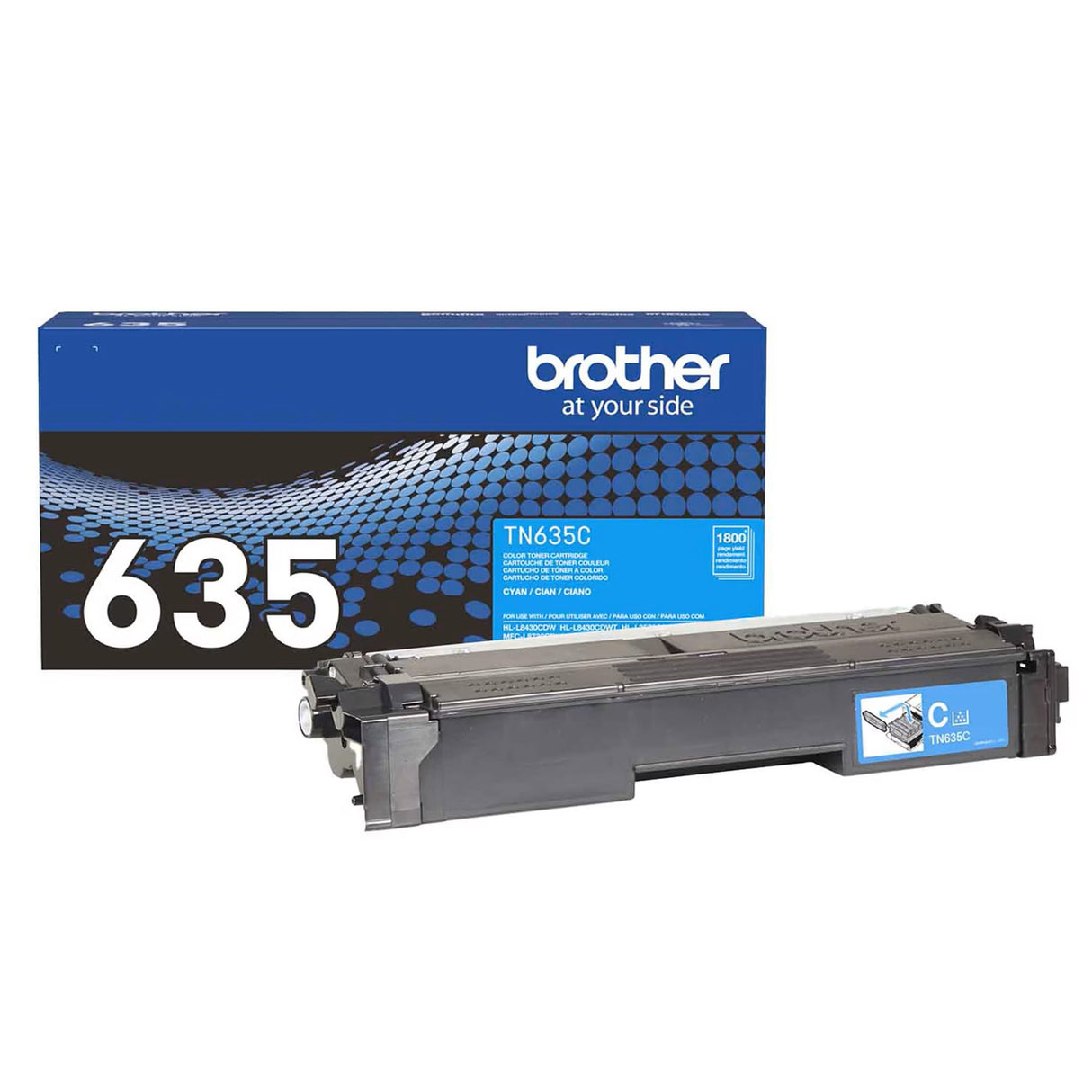 Brother TN635C OEM Toner Cartridge, 1.8K Pages, Cyan