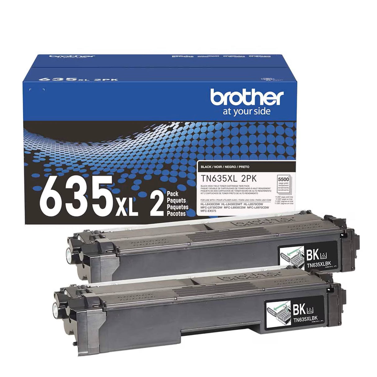 Brother TN635XL OEM HY Toner Dual Pack, 2 X 5.5K Pages, Black
