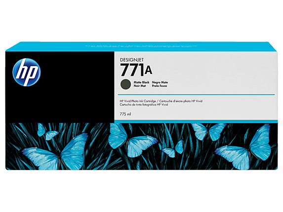HP 771A B6Y15A OEM Inkjet Cartridge, 775 ML, Matte Black