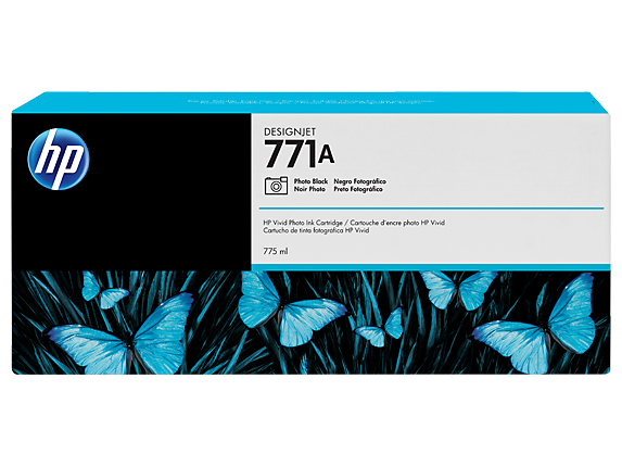 HP 771A B6Y21A OEM Inkjet Cartridge, 775 ML, Photo Black