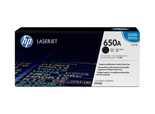 HP 650A CE270A OEM Toner Cartridge, 13500 pages, Black