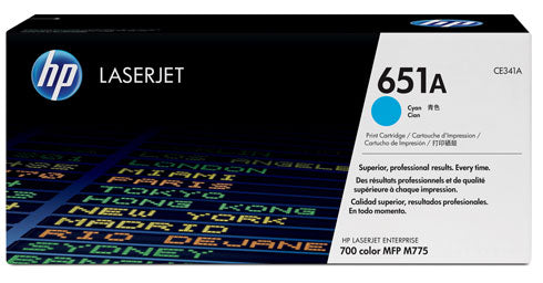 HP 651A CE341A OEM Toner Cartridge, 16K pages, Cyan