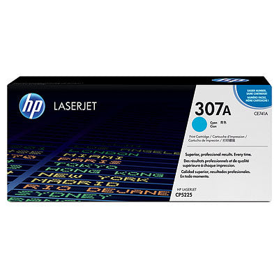 HP 307A CE741A OEM Toner Cartridge, 7300 pages, Cyan