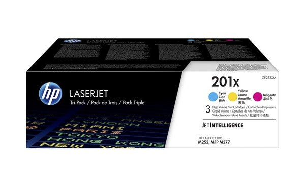 HP 201X CF253XM OEM HY LaserJet Toner Cartridge Color Set, 3 x 2.3k Pages, C/M/Y