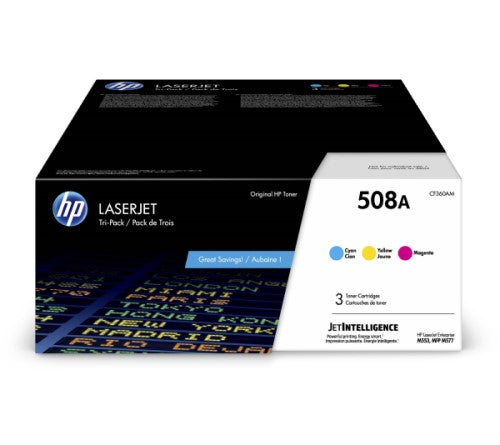 HP 508A CF360AM OEM LaserJet Toner Cartridge Color Set, 3 x 5K Pages, C/M/Y