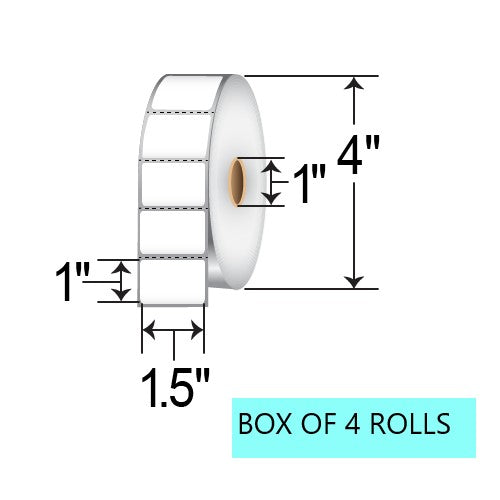1.5" X 1" Direct Thermal Label, 1.31K Per Roll, 4" OD, 1" Core, White