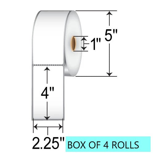 2.25" X 4" Direct Thermal Labels, 700 Per Roll, 5" OD, 1" Core