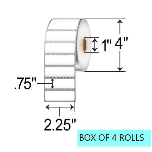 2.25" x .75 Direct Thermal Label, 1.78K Per Roll, 4" OD, 1" Core