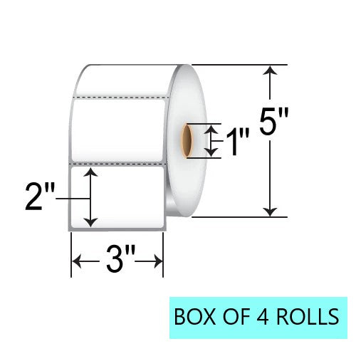 3" x 2" Direct Thermal Labels, 1240 Per Roll, 5" OD, 1" Core