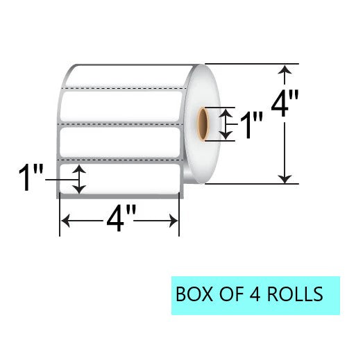 4" x 1" Direct Thermal Label, 1.31K Per Roll, 4" OD, 1" Core, White