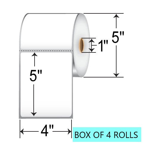 4" X 5" Direct Thermal Label, 565 Per Roll, 5" OD, 1" Core, White