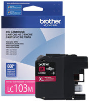 Brother LC103M XL Series OEM Ink Cartridge, 600 pages, Magenta