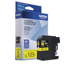 Brother LC103Y XL Series OEM Ink Cartridge, 600 pages, Yellow